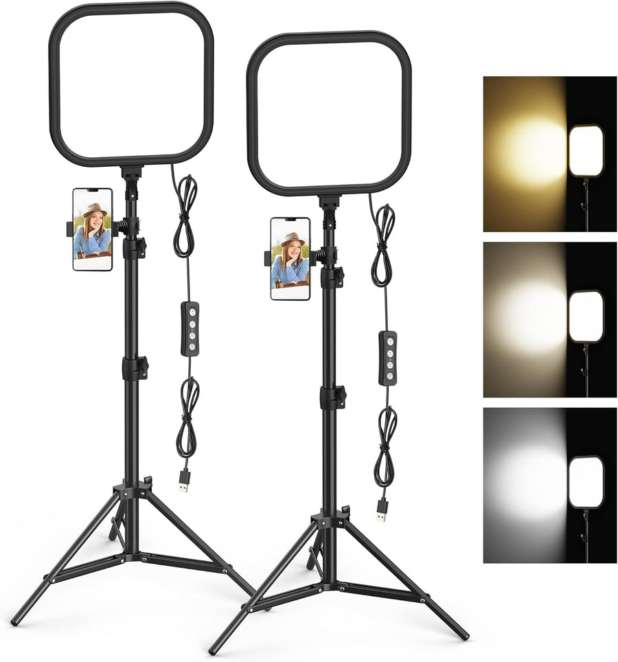 - Set of 2 LED Video Lights, 15W Photography Lighting Kit, 78 Inch Dimmable Studio Lights with Tripod, 2500-8500K Flux Light for Video Recording