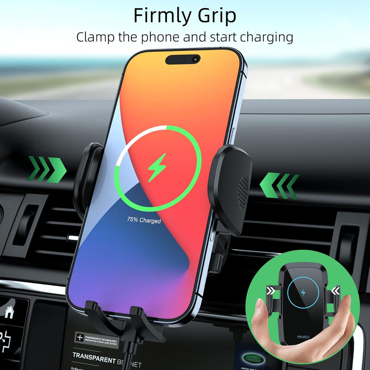 Handyhalterung Auto Mit Ladefunktion 15W Induktive Ladestation Auto Wireless Charger KFZ Laden