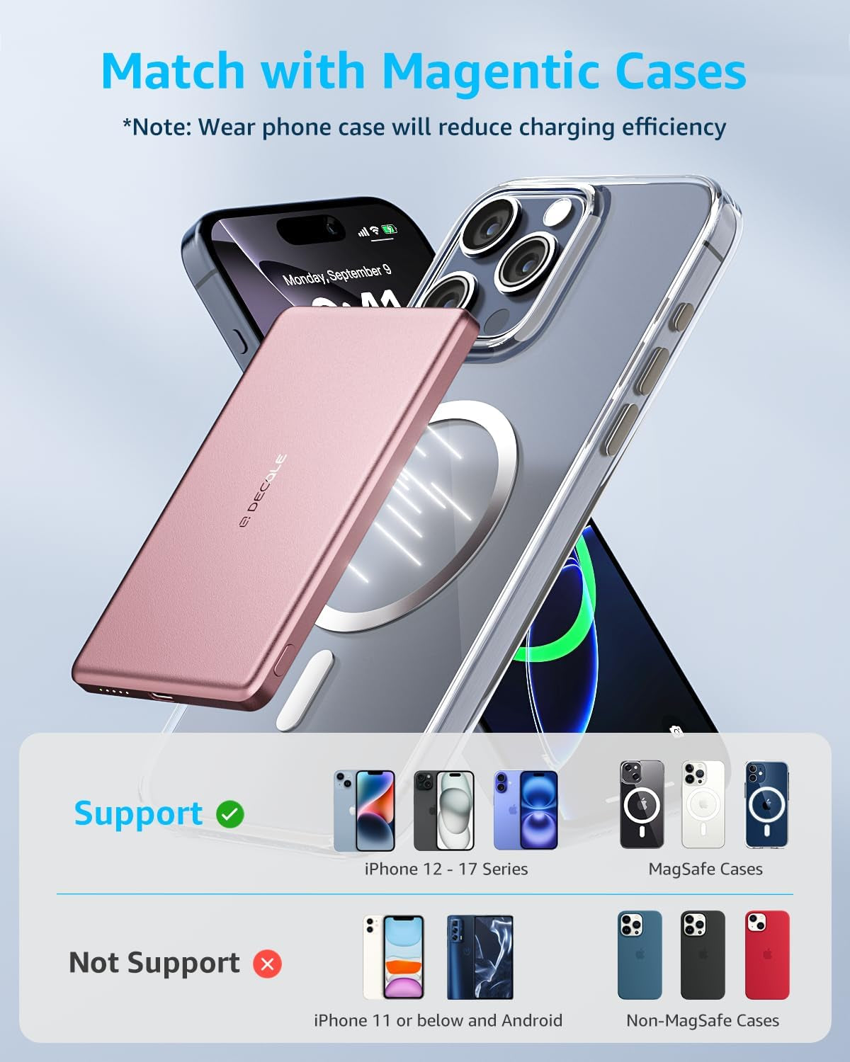 “Air” Power Bank for Magsafe 5000Mah Ultra Slim Battery Charger Case