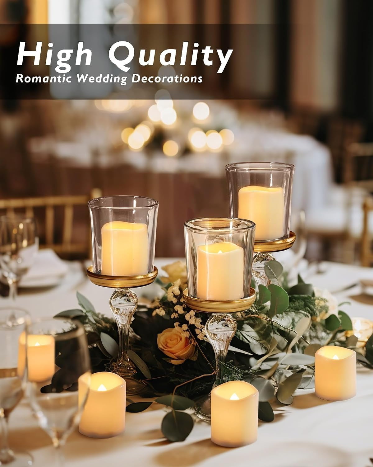 50 Pack Ivory Flameless Flickering LED Votive Tealights Candles