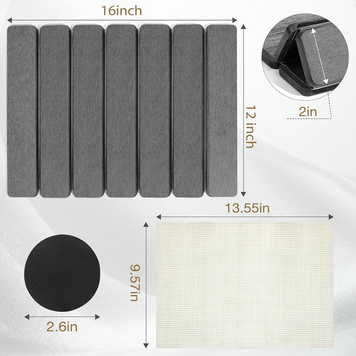 Stone Drying Mat 16" X 12" ,  Quick Dry Dish Drying Mat for Kitchen Counter, Foldable Diatomaceous Earth Mats, Fast Drying Stone Pad for Bath Kitchen