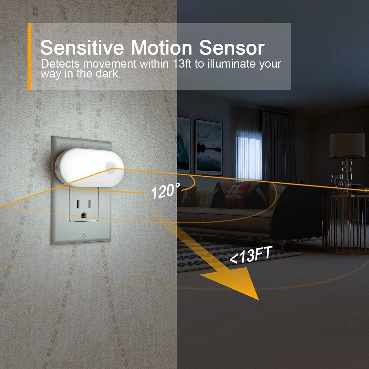 120 Lumens Ultra Bright Plug-In Motion Sensor Night Light, 4-Pack
