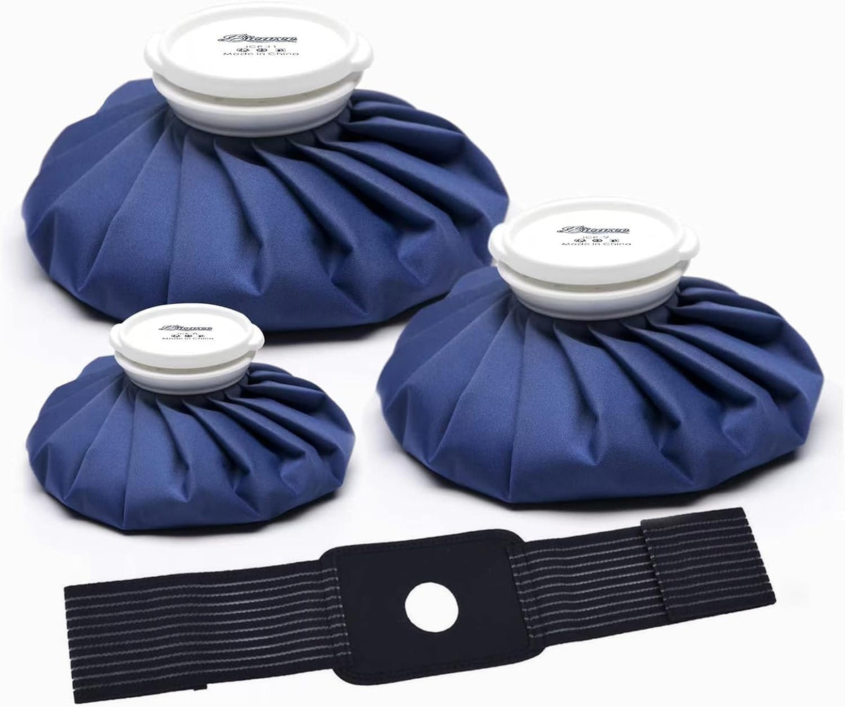Ice Packs for Injuries Reusable, Ice Cold Pack, Ice Bags Hot Water Bag for Hot & Cold Therapy and Pain Relief, 3 Ice Packs, 3 Sizes (6"/9"/11"), No-Leak Elastic Breathable Ice Bag