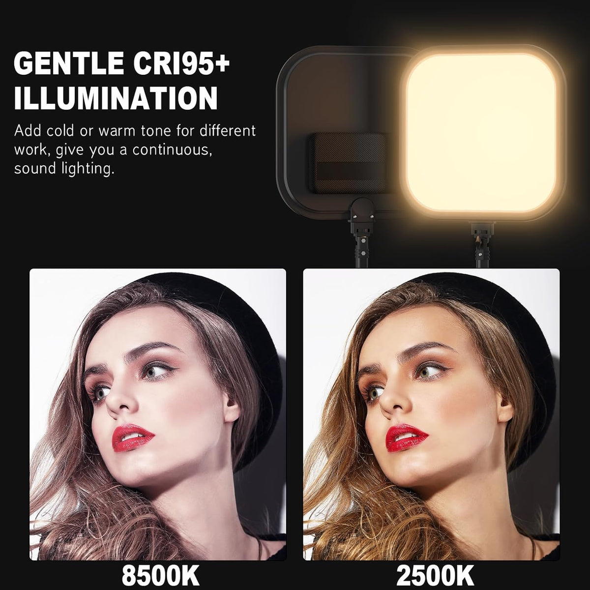 - Set of 2 LED Video Lights, 15W Photography Lighting Kit, 78 Inch Dimmable Studio Lights with Tripod, 2500-8500K Flux Light for Video Recording