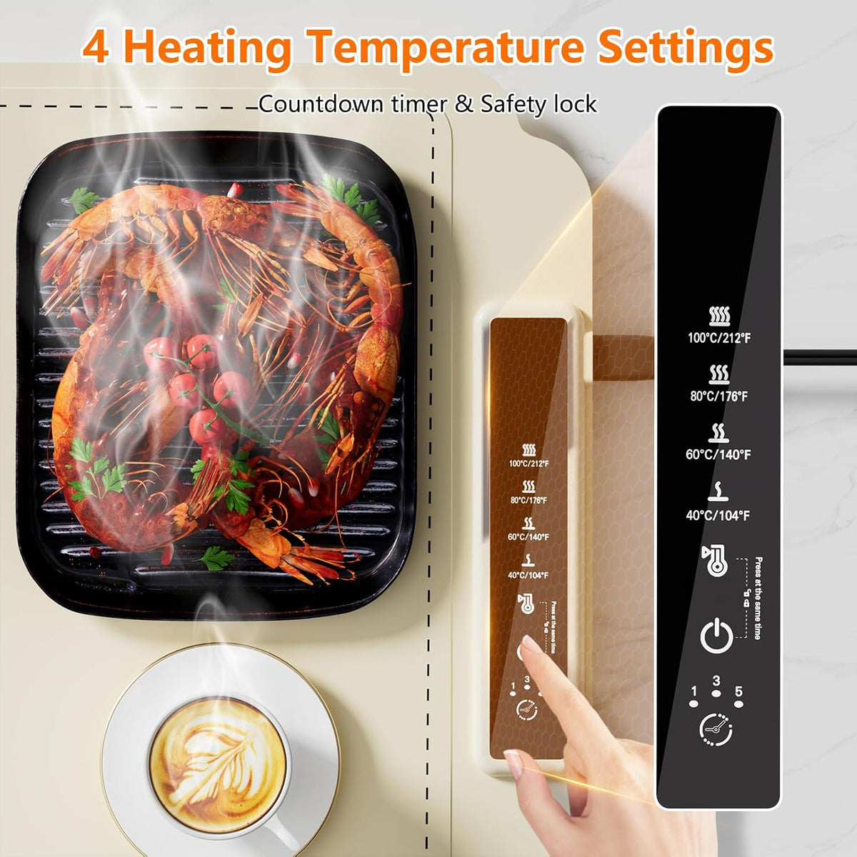 Warming Mat for Food, Electric Warming Tray, Fast Full Surface Graphene Electric Warming Tray, Extra Large Roll up Silicone Food Warming Mat, Perfect for Gatherings, Parties &Everyday Use (Beige)