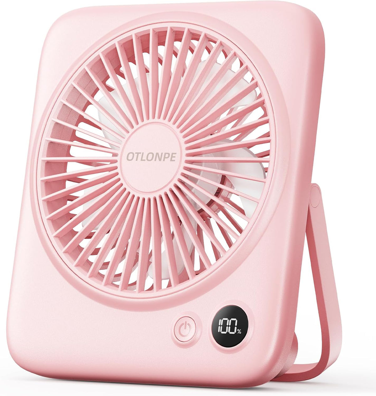 Portable Desk Fan 6.5 Inch, 4000Mah Rechargeable Battery Operated & USB Powered, 23Hrs Cordless Small Personal Fan 4-Speed Quiet for Office Travel Home Sleeping, Led Display, Foldable (Pink)
