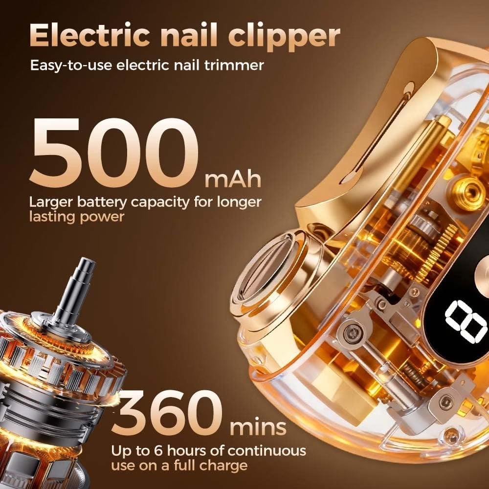 Multi-Functional Electric Nail Trimmer, 2025 Upgraded 2 in 1 Electric Polishing Automatic Nail Clippers, Electric Nail Clipper with 3 Speed Levels, Safe and Convenient Nail Trimmer (White)