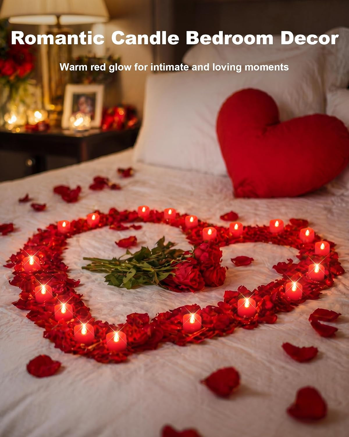 12-Pack Red Flameless Battery Tea Light Candles, 200+ Hours