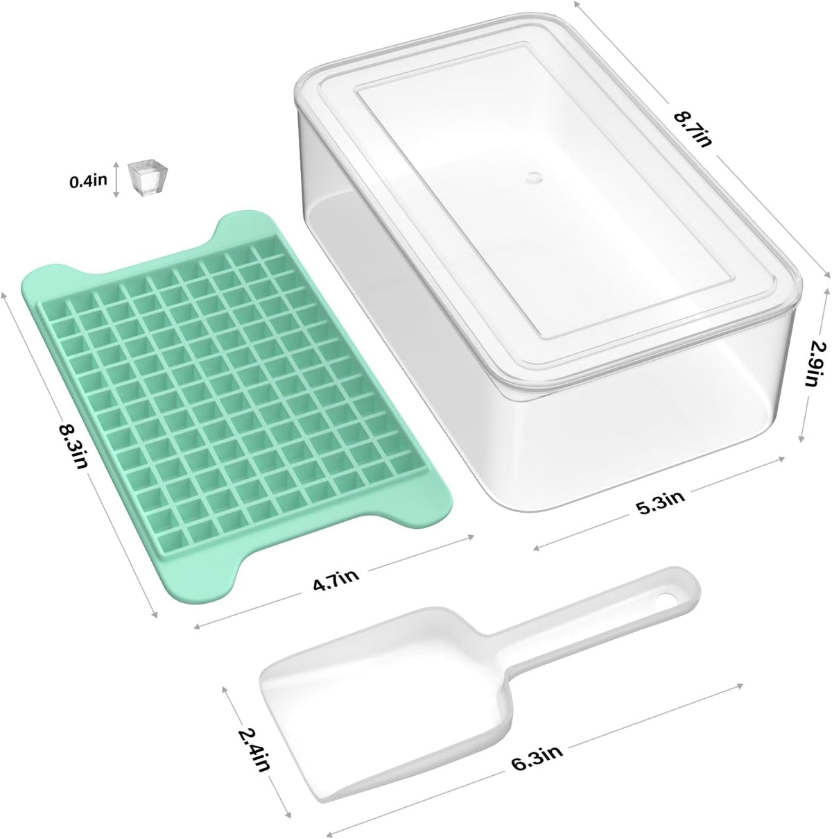 Mini Ice Cube Tray for Freezer:  Small Ice Trays for Freezer with Bin - 117×4PCS Easy Release Nugget Ice Tray - Crushed Ice Tray with Container