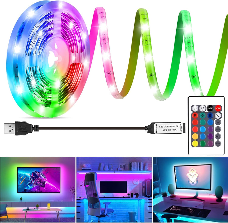 RGB LED Strip Lights 6.56Ft for 40-60In TV Backlight, with Remote