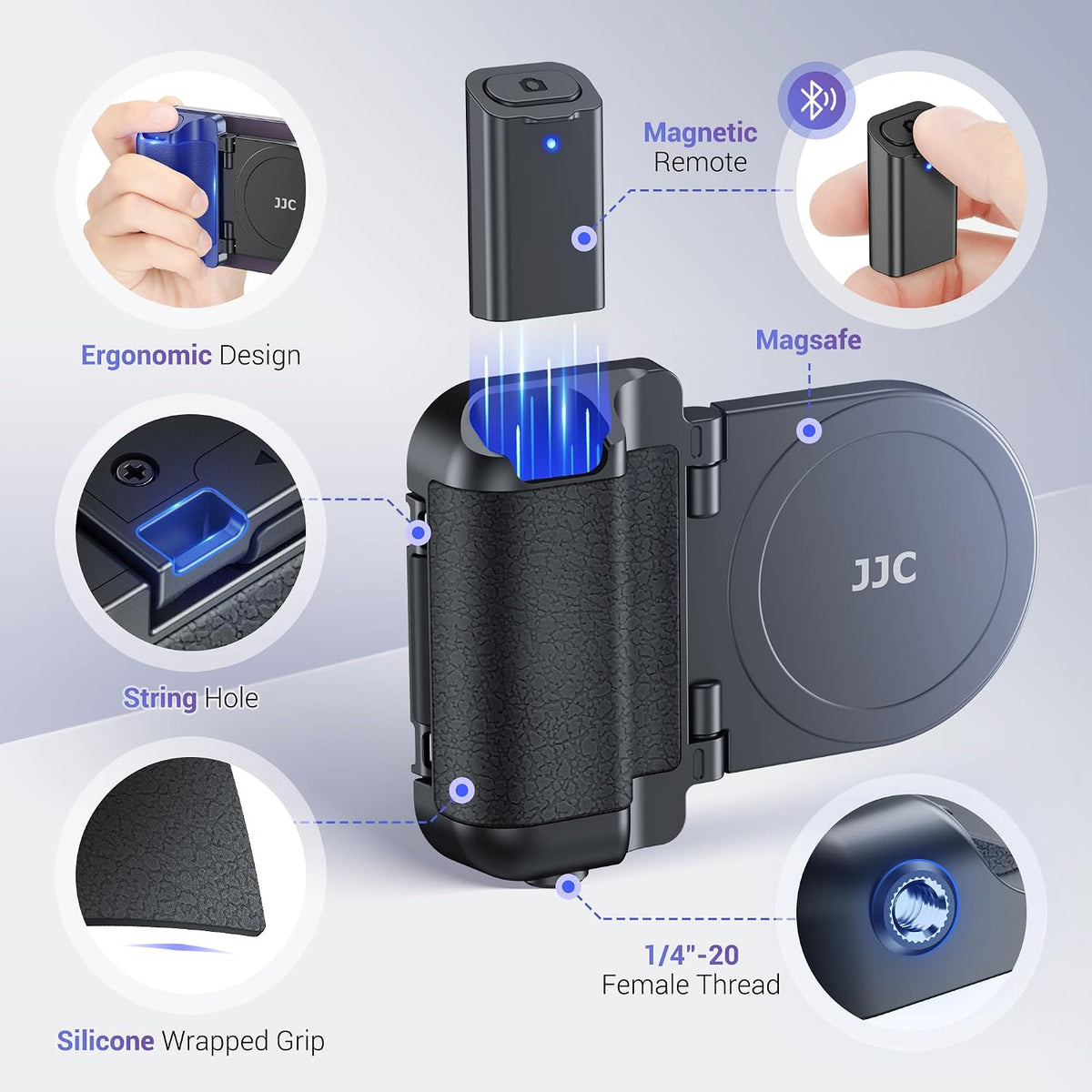 Magnetic Phone Camera Grip Shooting Holder W Tripod Mount & Shutter Remote
