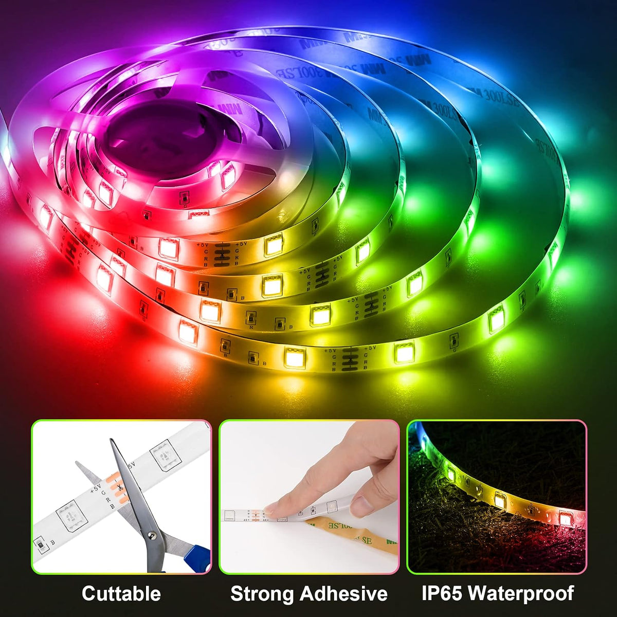 RGB LED Strip Lights 6.56Ft for 40-60In TV Backlight, with Remote