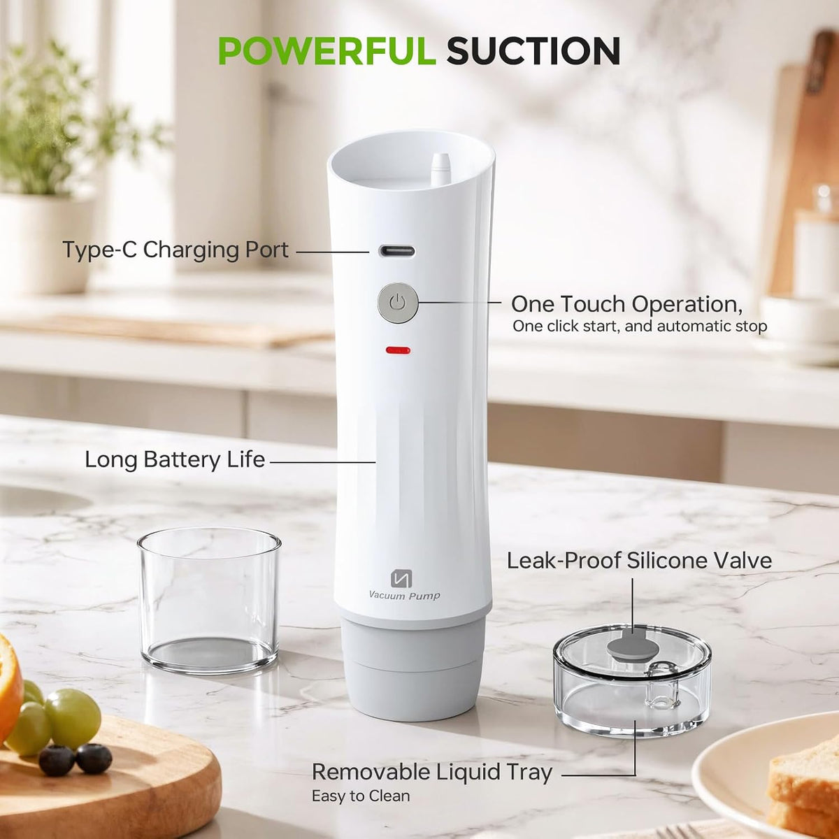 Vacuum Sealer for Food, Powerful Handheld Food Saver Machine Compact Vacuum Sealer Machine with Visible Water Tank & 15 Reusable Sealer Bags for Kitchen, Travel & Outdoor