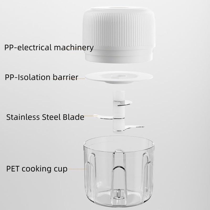 Electric Garlic Chopper, 250ML USB, Mini Vegetable Onion Chopper White Col