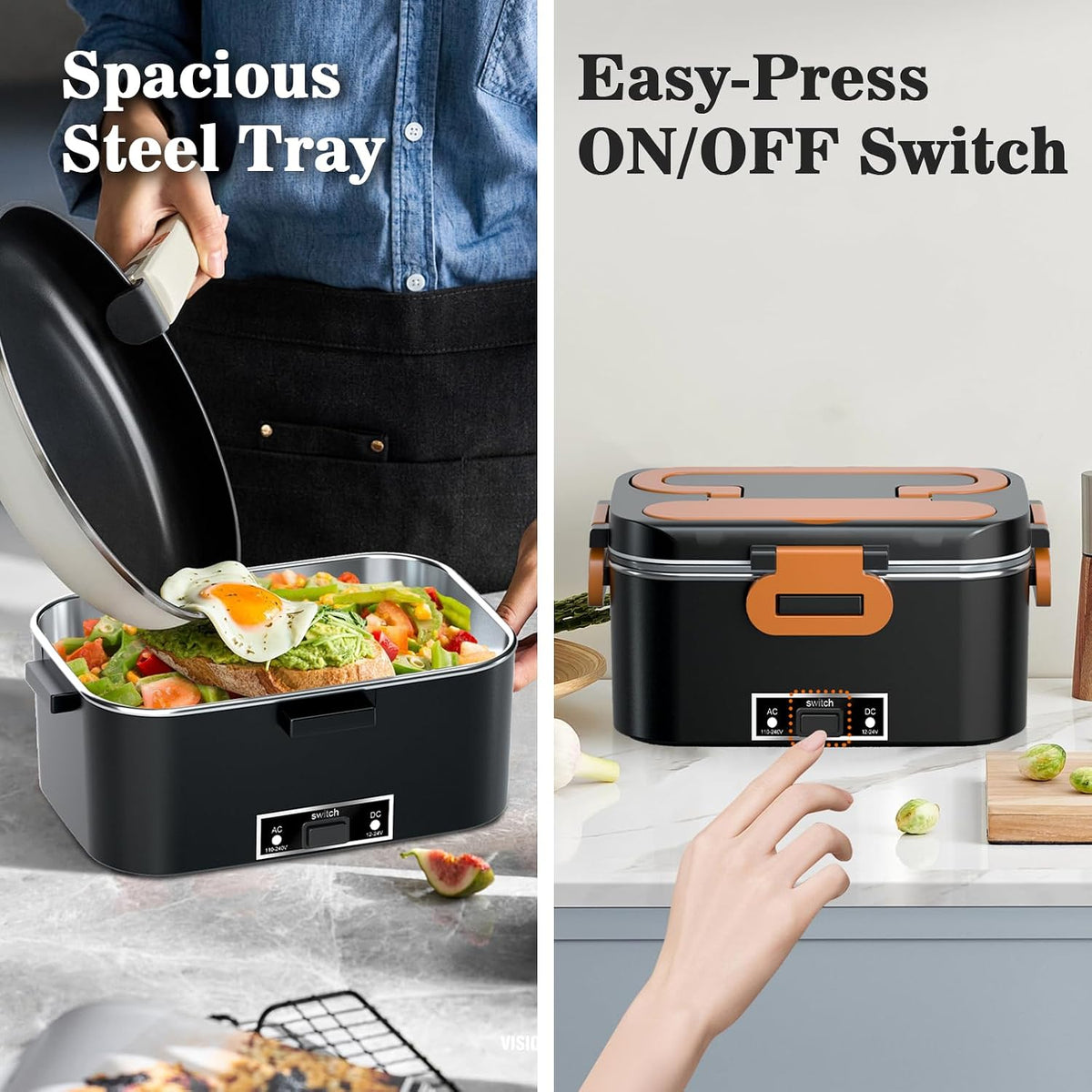 100W Electric Lunch Box for Adults,2 Pack 1.8L Portable Food Warmer