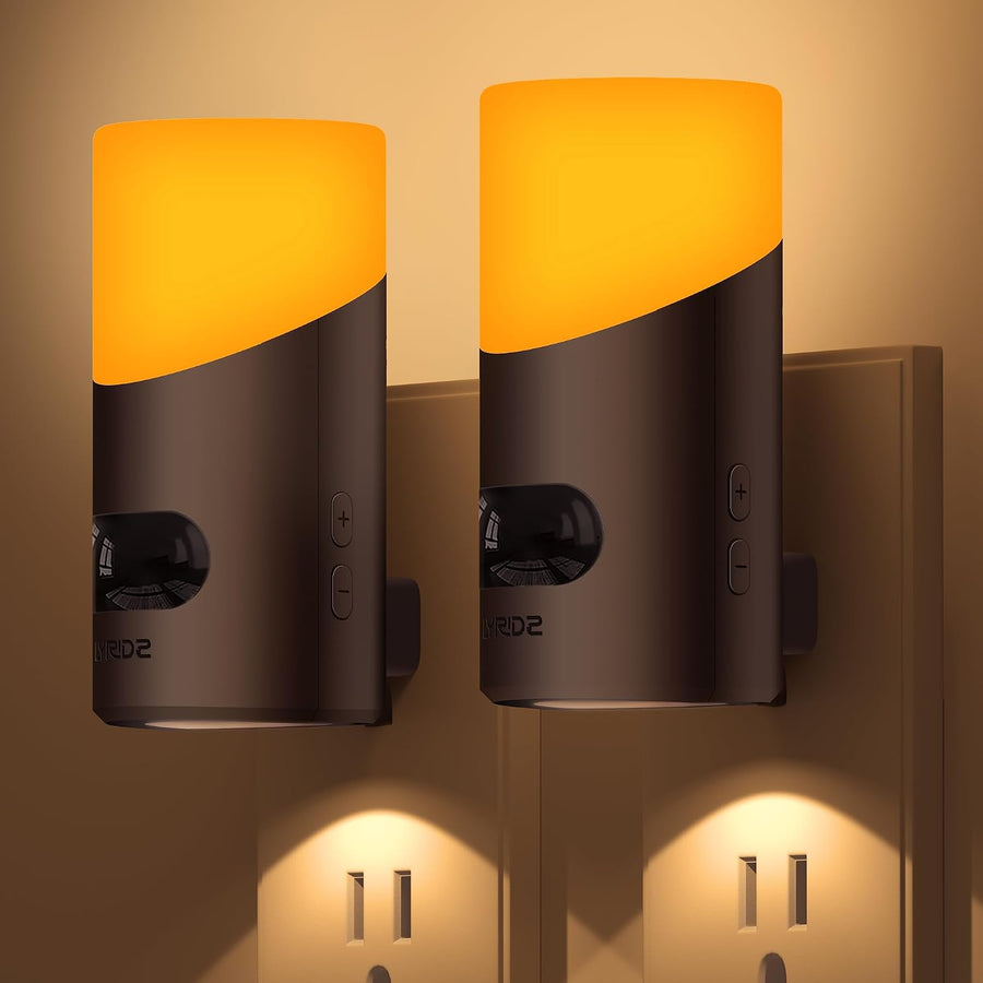 Amber Night Light with Motion Sensor, 1-150LM Dimmable Plug-In Nightlight Indoor for Bedroom, Bathroom, Hallway, Stairs, Pet House, Toilet, 2 Pack
