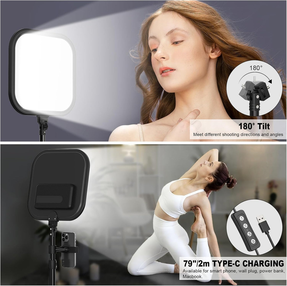 - Set of 2 LED Video Lights, 15W Photography Lighting Kit, 78 Inch Dimmable Studio Lights with Tripod, 2500-8500K Flux Light for Video Recording