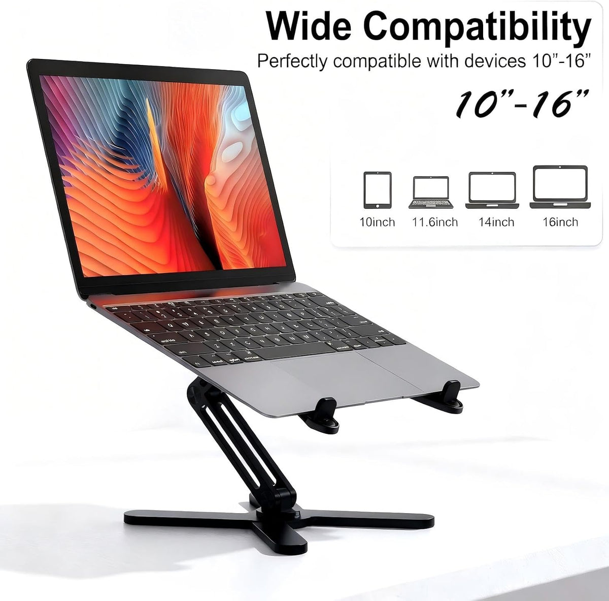 360 Rotating Laptop Stand Riser, Foldable for Desk, Black