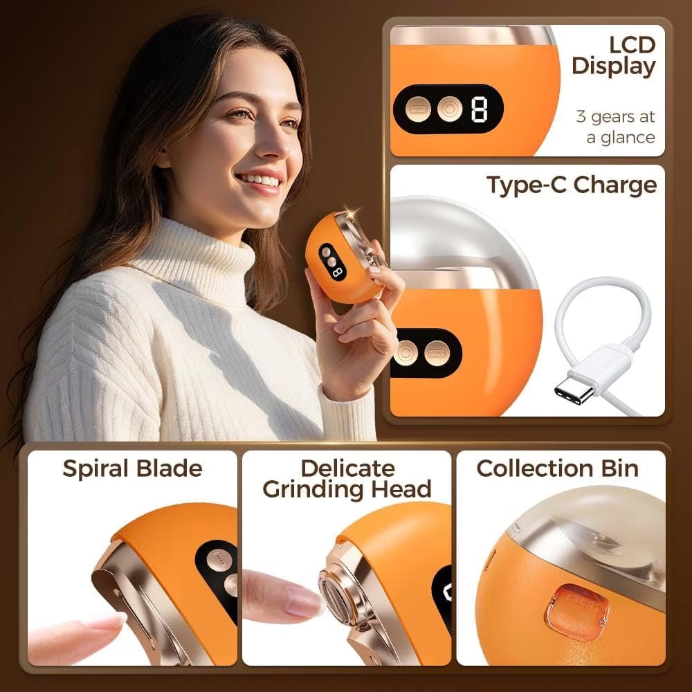 Multi-Functional Electric Nail Trimmer, 2025 Upgraded 2 in 1 Electric Polishing Automatic Nail Clippers, Electric Nail Clipper with 3 Speed Levels, Safe and Convenient Nail Trimmer (Orange)