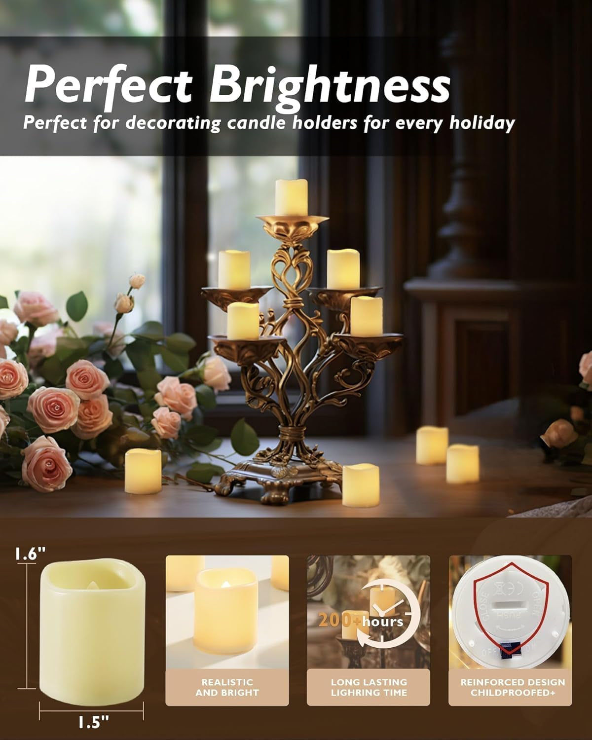 50 Pack Ivory Flameless Flickering LED Votive Tealights Candles