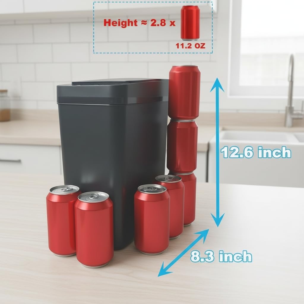 Touchless Bathroom Trash Can - 2.5 Gallon Smart Trash Can Sensor Motion