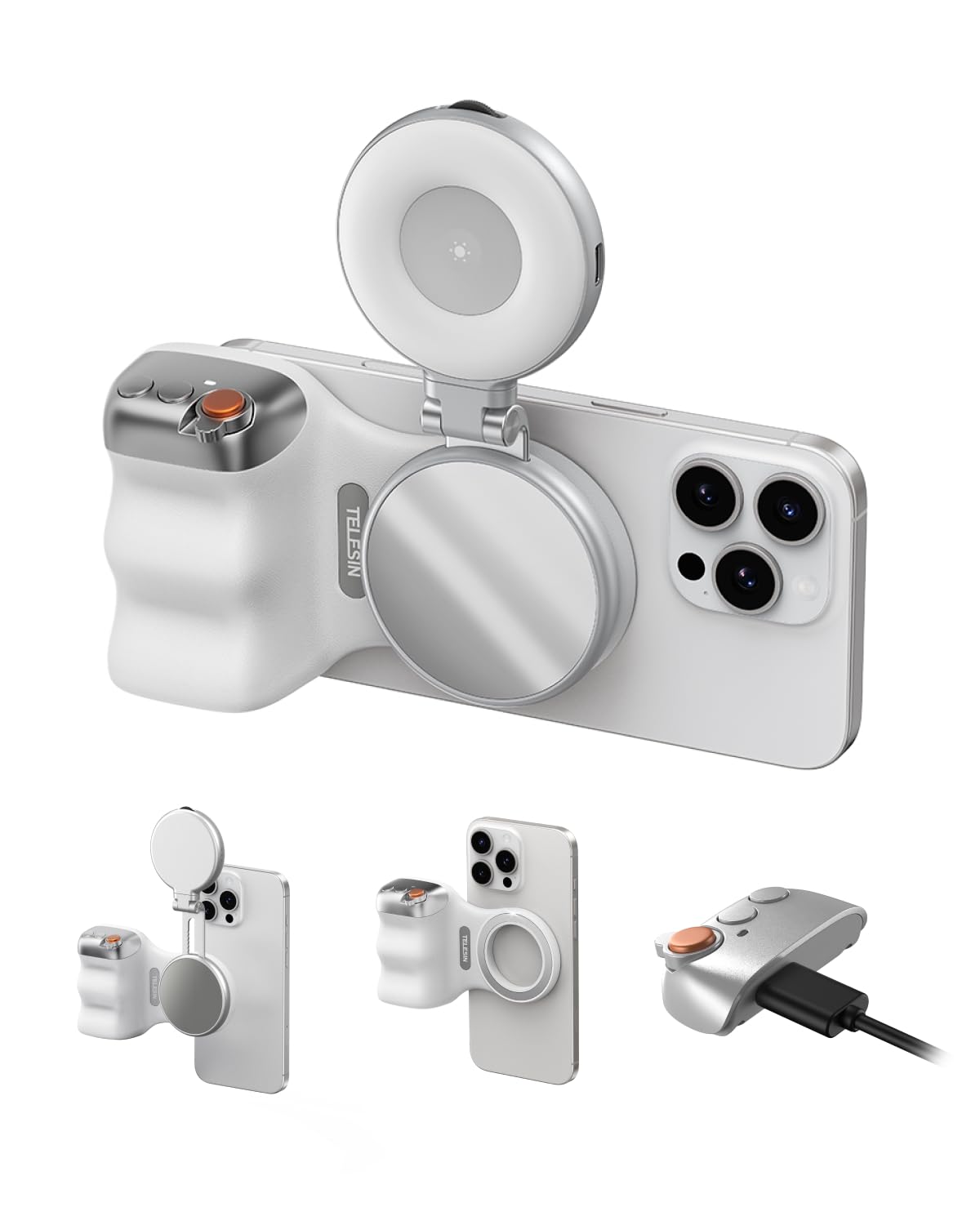 TELESIN Fun Shot Magnetic Phone Camera Grip with Magnetic Selfie Light Kit