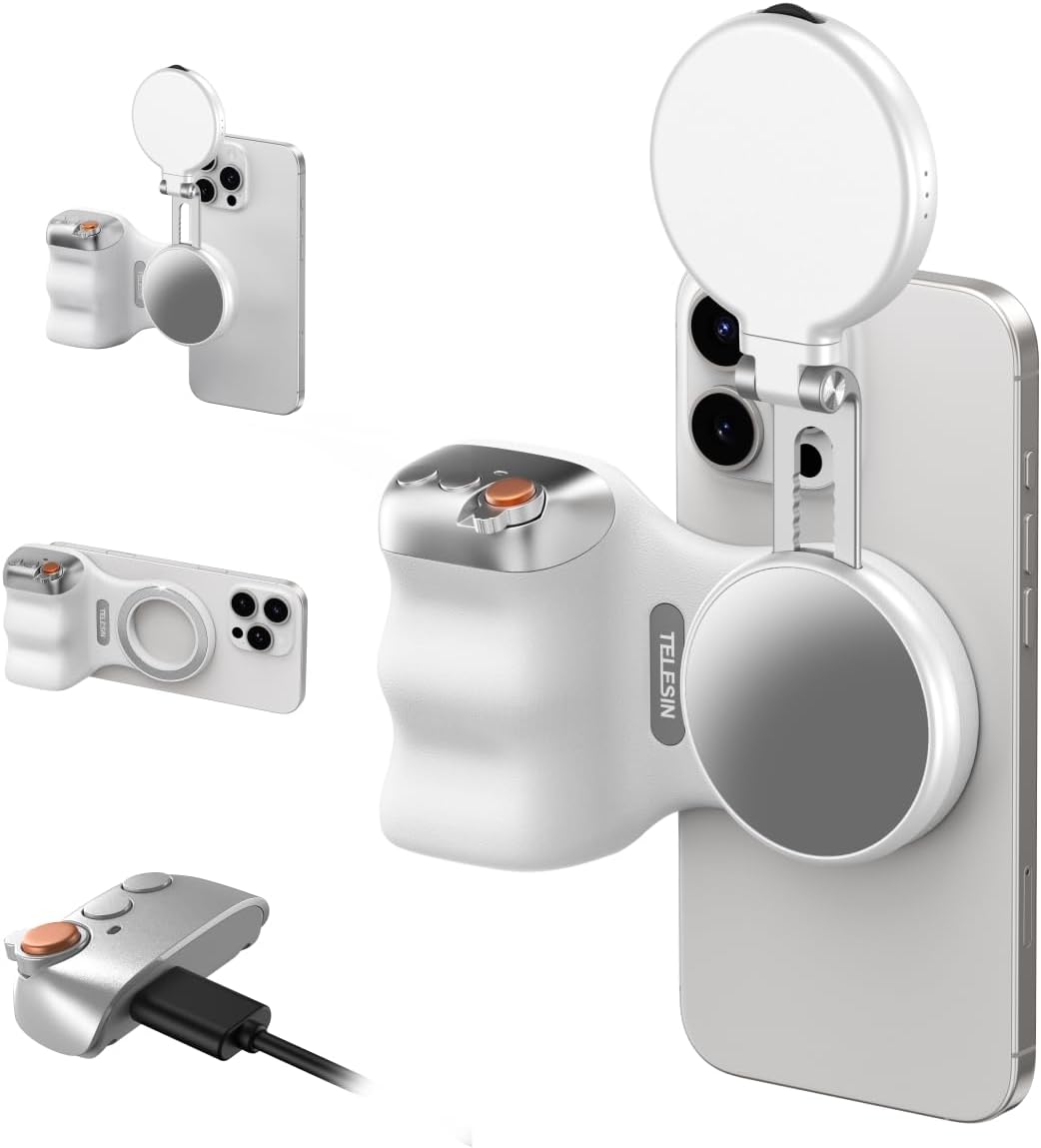 TELESIN Magnetic Phone Camera Grip with C03 Magnetic Selfie Light Kit