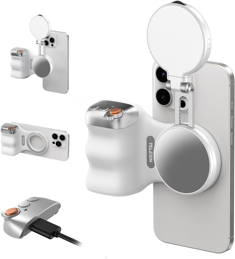 TELESIN Magnetic Phone Camera Grip with C03 Magnetic Selfie Light Kit
