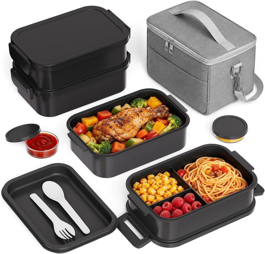 Bento Box Adults Lunch Box for Men Boys with Lunch Bags