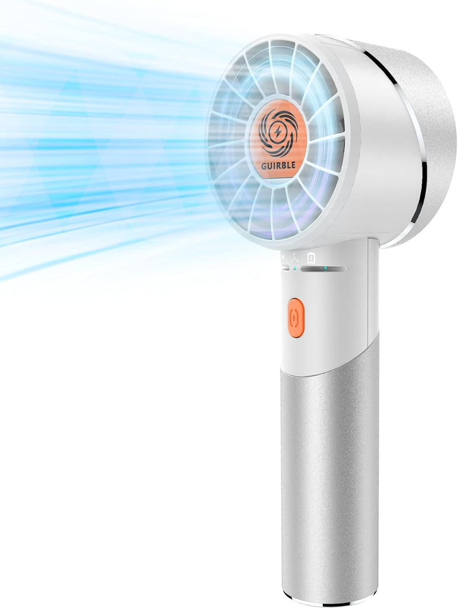 Handheld Fan,Portable Turbo Fan,Powerful Personal Fan(7000Rpm High-Speed Motor,Battery Work 3-16 H),USB Rechargeable Mini Handheld Fan for Travel/Outdoor/Gift/Makeup (Silver White)