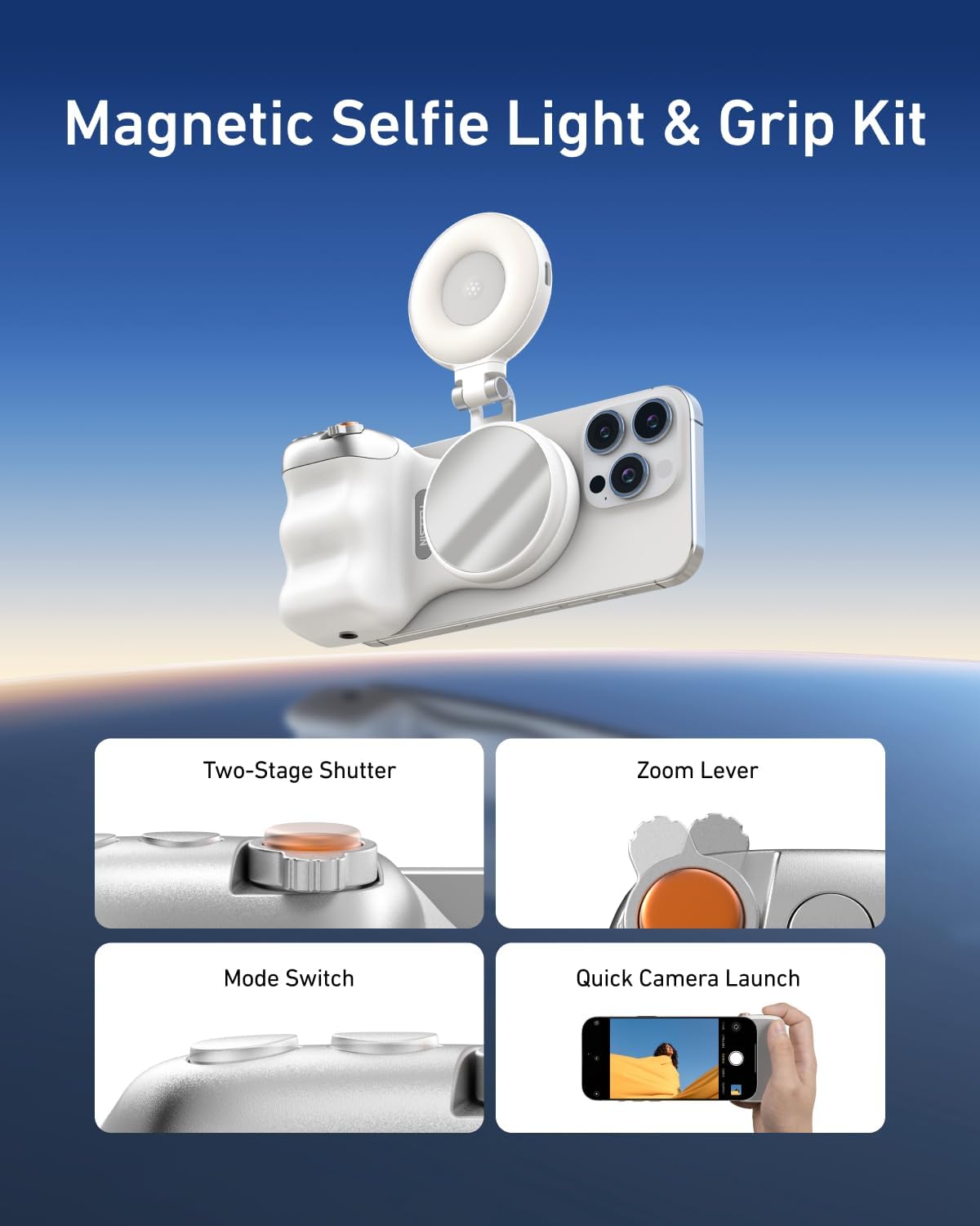 TELESIN Magnetic Phone Camera Grip with C03 Magnetic Selfie Light Kit