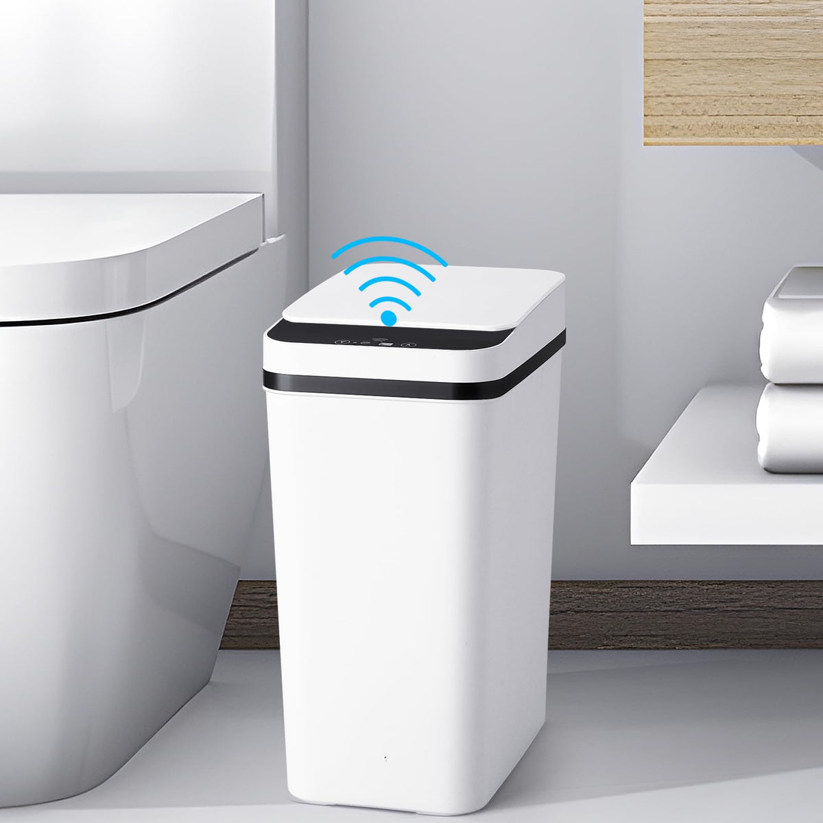 Anborry Bathroom Smart Touchless Trash Can 2.2 Gallon Automatic Motion Sensor Rubbish Can with Lid Electric Narrow Small Garbage Bin for Kitchen, Office, Living Room, Toilet, Bedroom, RV