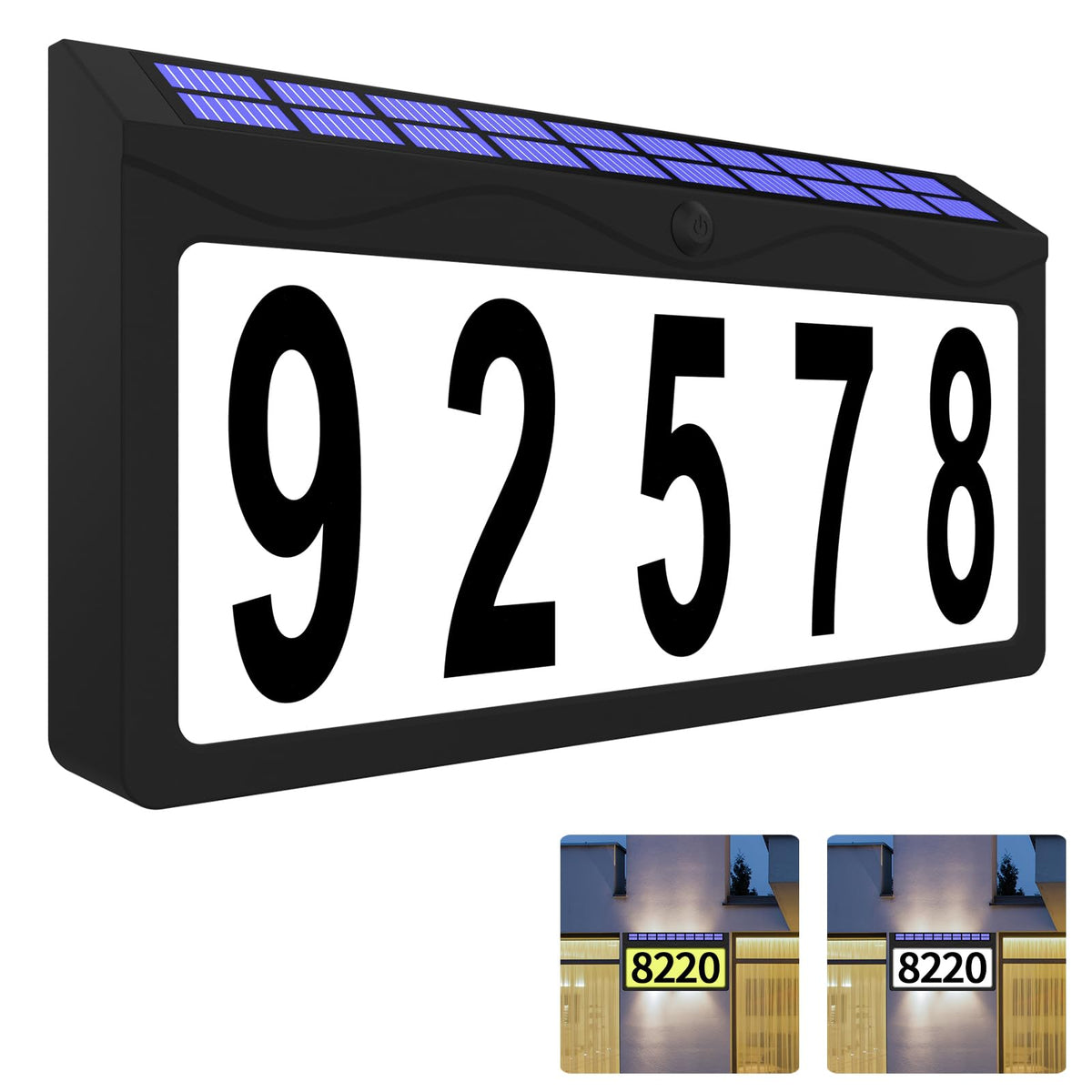 11.8 Inch Solar Powered Address Sign, Larger Size House Number Plaque
