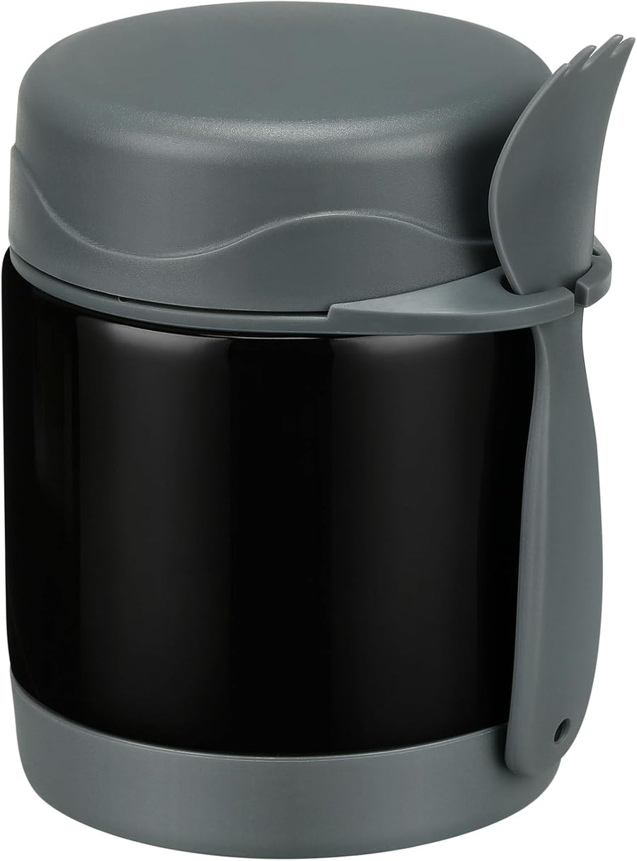10oz Soup Thermo for Hot Food Kids Insulated Food Jar,Thermo Hot Food Lunch Container, Width Mouth Stainless Steel Lunch Box for Kids with Spoon (Black)