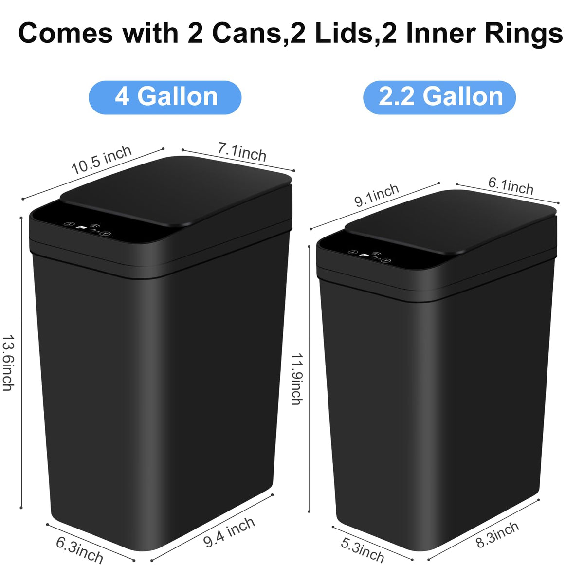 Anborry Bathroom Smart Touchless Trash Can 2.2 Gallon Automatic Motion Sensor Rubbish Can with Lid Electric Narrow Small Garbage Bin for Kitchen, Office, Living Room, Toilet, Bedroom, RV