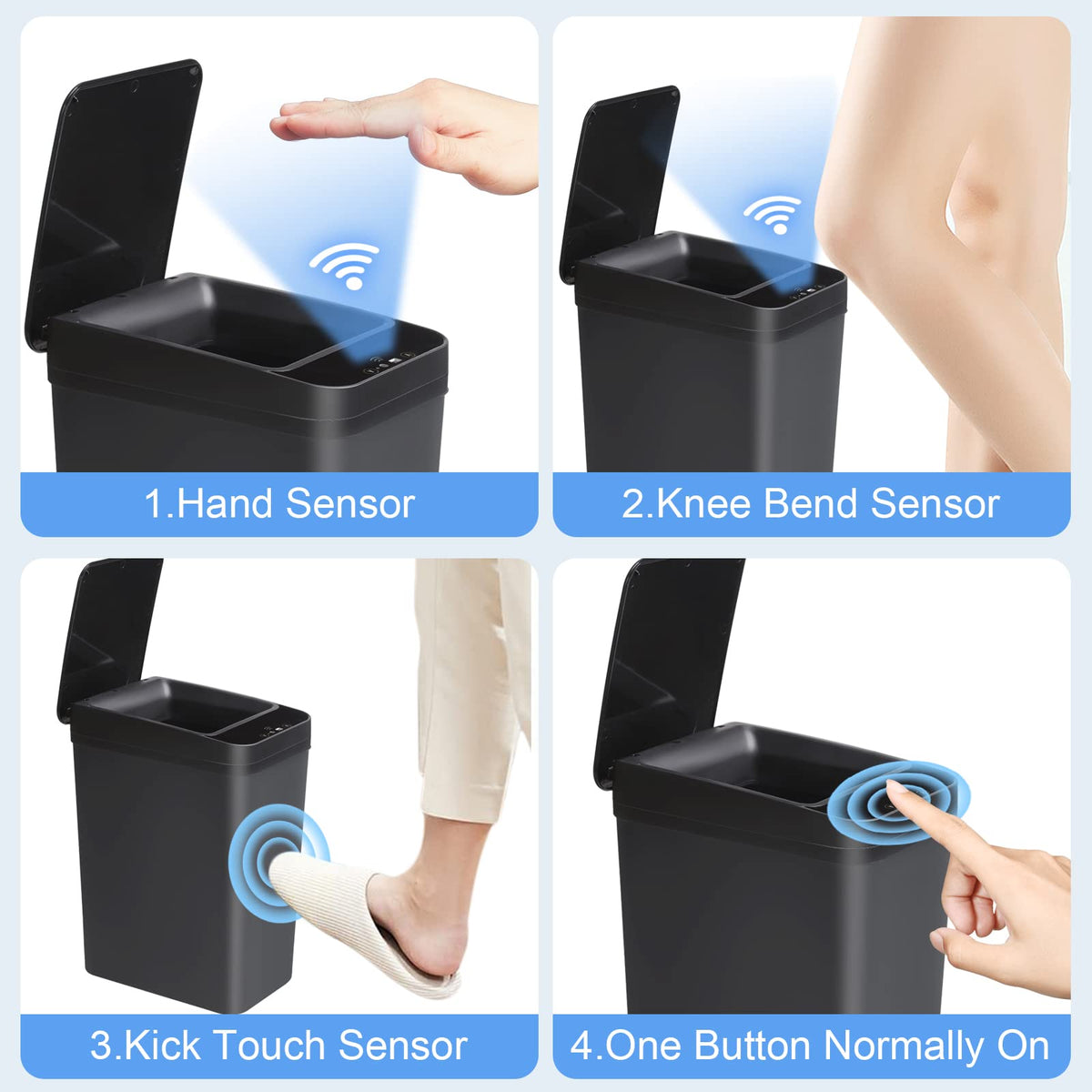 Anborry Bathroom Smart Touchless Trash Can 2.2 Gallon Automatic Motion Sensor Rubbish Can with Lid Electric Narrow Small Garbage Bin for Kitchen, Office, Living Room, Toilet, Bedroom, RV