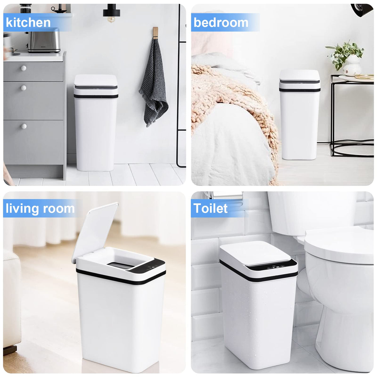 Anborry Bathroom Smart Touchless Trash Can 2.2 Gallon Automatic Motion Sensor Rubbish Can with Lid Electric Narrow Small Garbage Bin for Kitchen, Office, Living Room, Toilet, Bedroom, RV