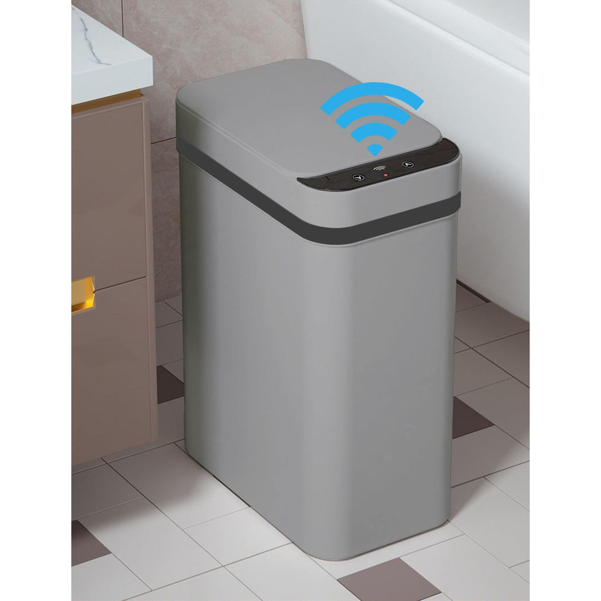 Touchless Bathroom Trash Can - 2.5 Gallon Smart Trash Can Sensor Motion