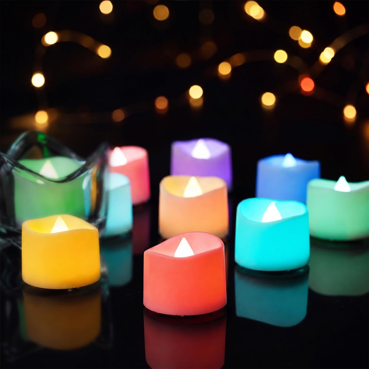 Homemory 24-Pack Purple Flameless Battery Tea Light Candles, 200+ Hours