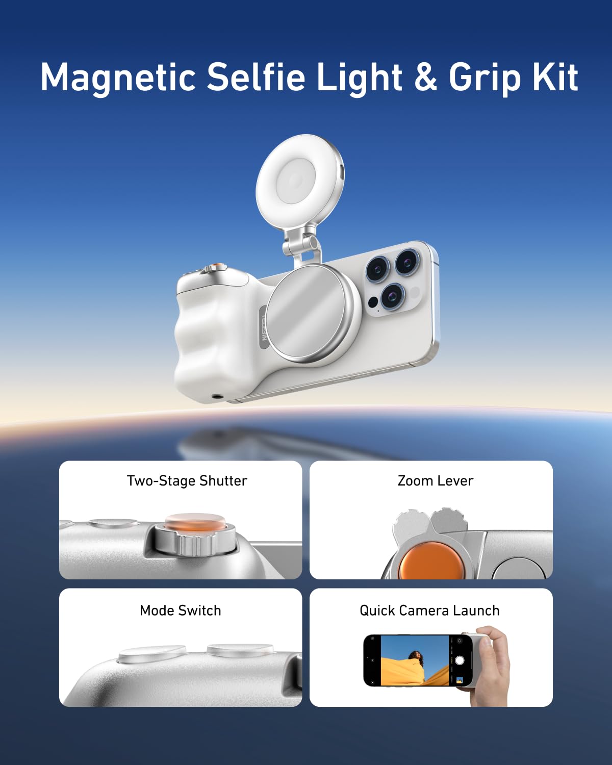 TELESIN Fun Shot Magnetic Phone Camera Grip with Magnetic Selfie Light Kit