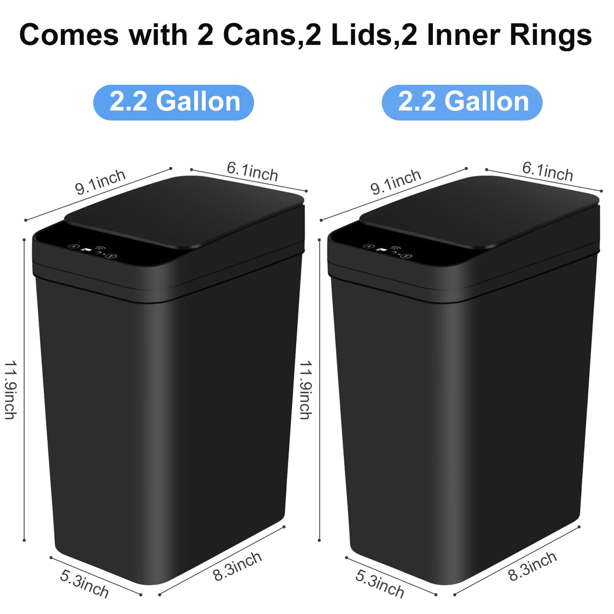Anborry Bathroom Smart Touchless Trash Can 2.2 Gallon Automatic Motion Sensor Rubbish Can with Lid Electric Narrow Small Garbage Bin for Kitchen, Office, Living Room, Toilet, Bedroom, RV