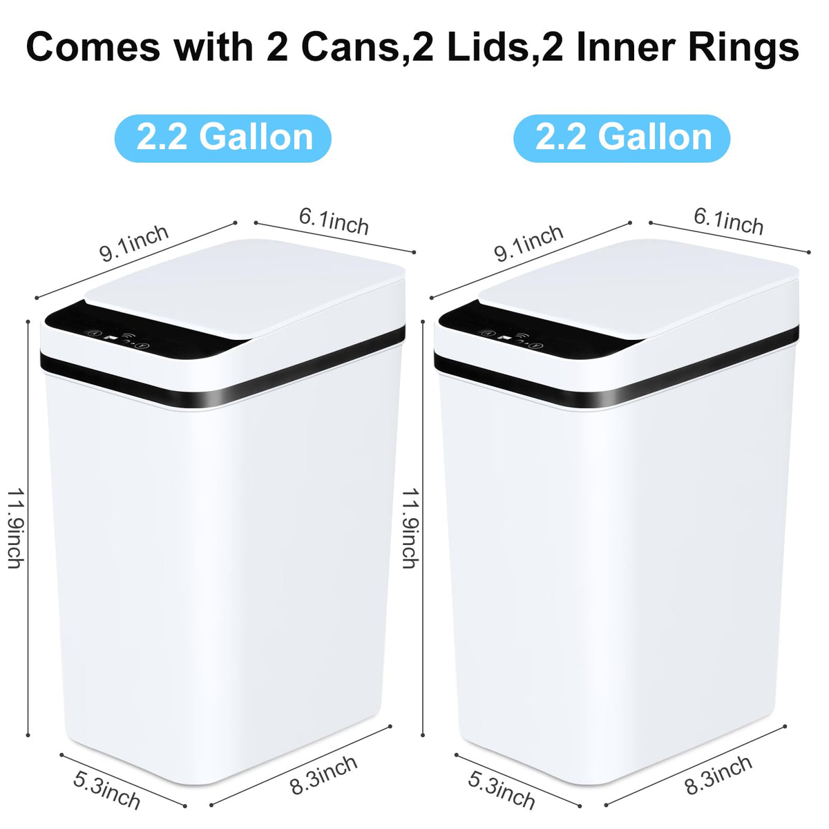 Anborry Bathroom Smart Touchless Trash Can 2.2 Gallon Automatic Motion Sensor Rubbish Can with Lid Electric Narrow Small Garbage Bin for Kitchen, Office, Living Room, Toilet, Bedroom, RV