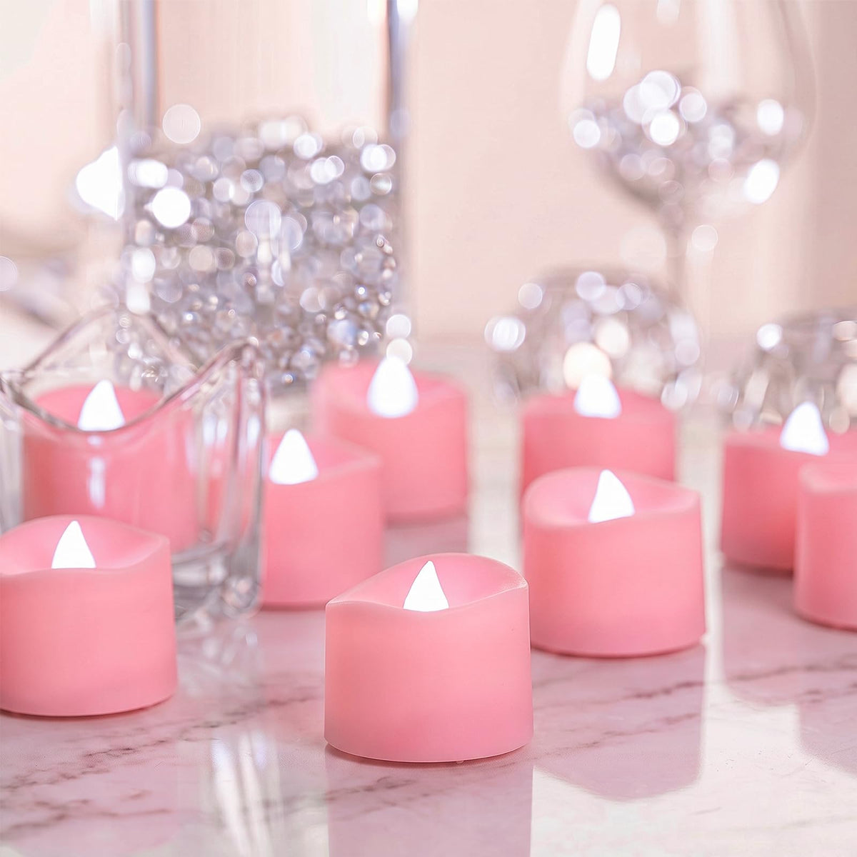 Homemory 24-Pack Purple Flameless Battery Tea Light Candles, 200+ Hours