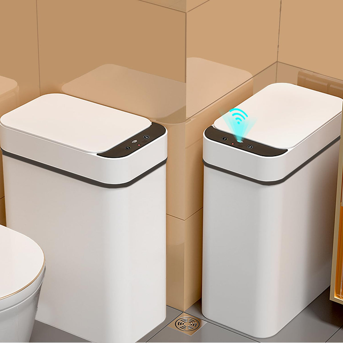 Touchless Bathroom Trash Can - 2.5 Gallon Smart Trash Can Sensor Motion