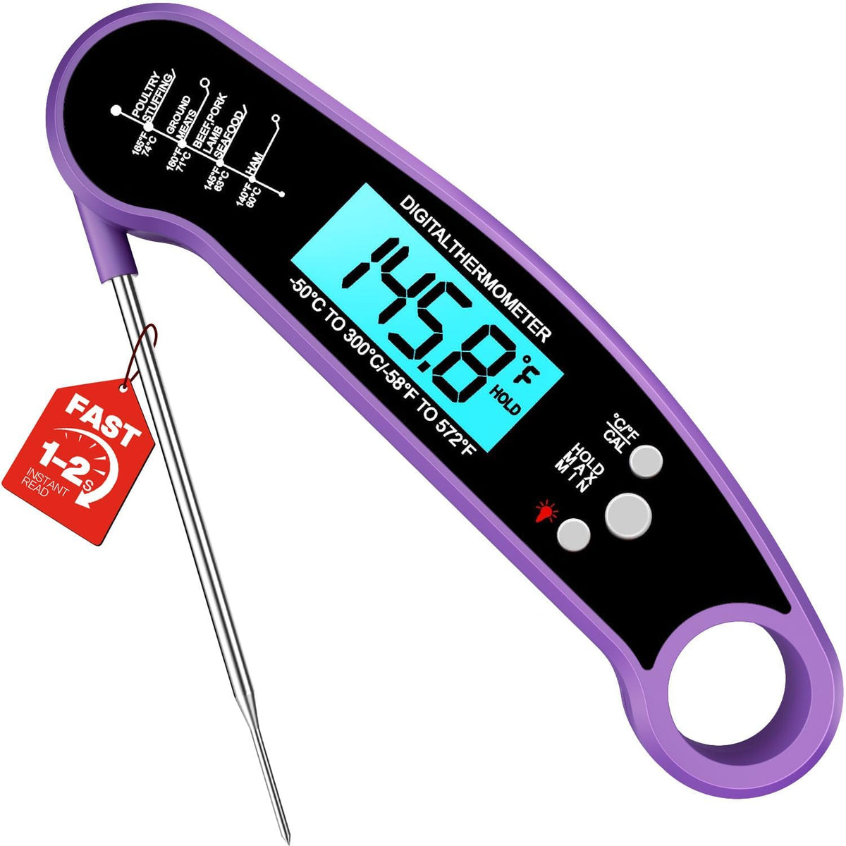 Meat Thermometer Digital, 1-2 Sec Instant Read, Grilling, Cooking, Food