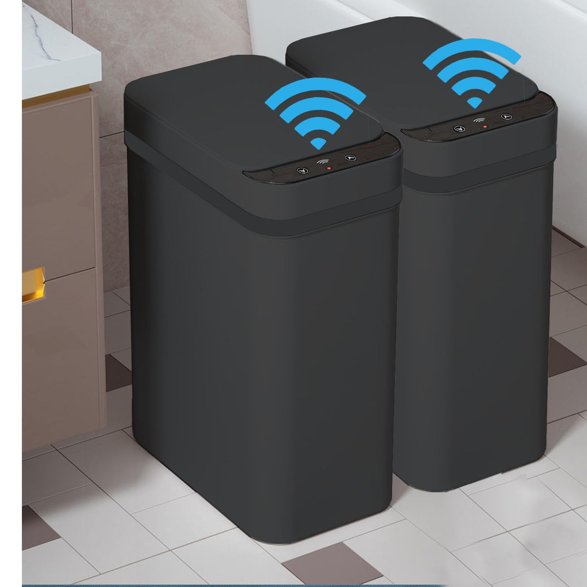 Touchless Bathroom Trash Can - 2.5 Gallon Smart Trash Can Sensor Motion