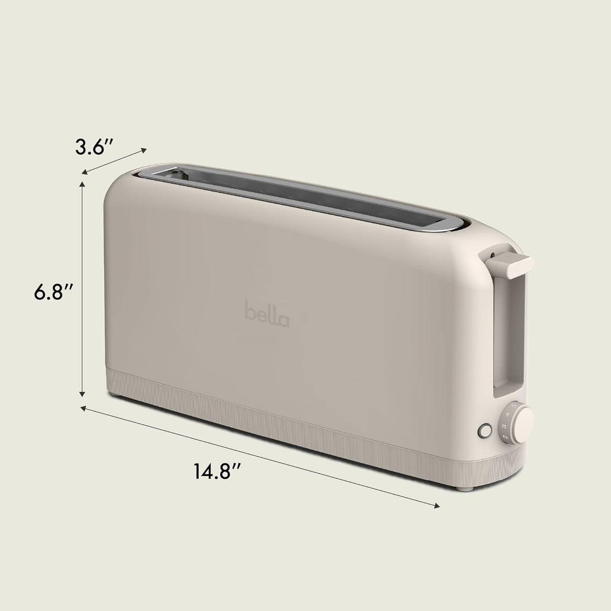 bella Fits-Anywhere™ 2-Slice Slim Toaster, Long Slot & Extra Wide, Oatmilk