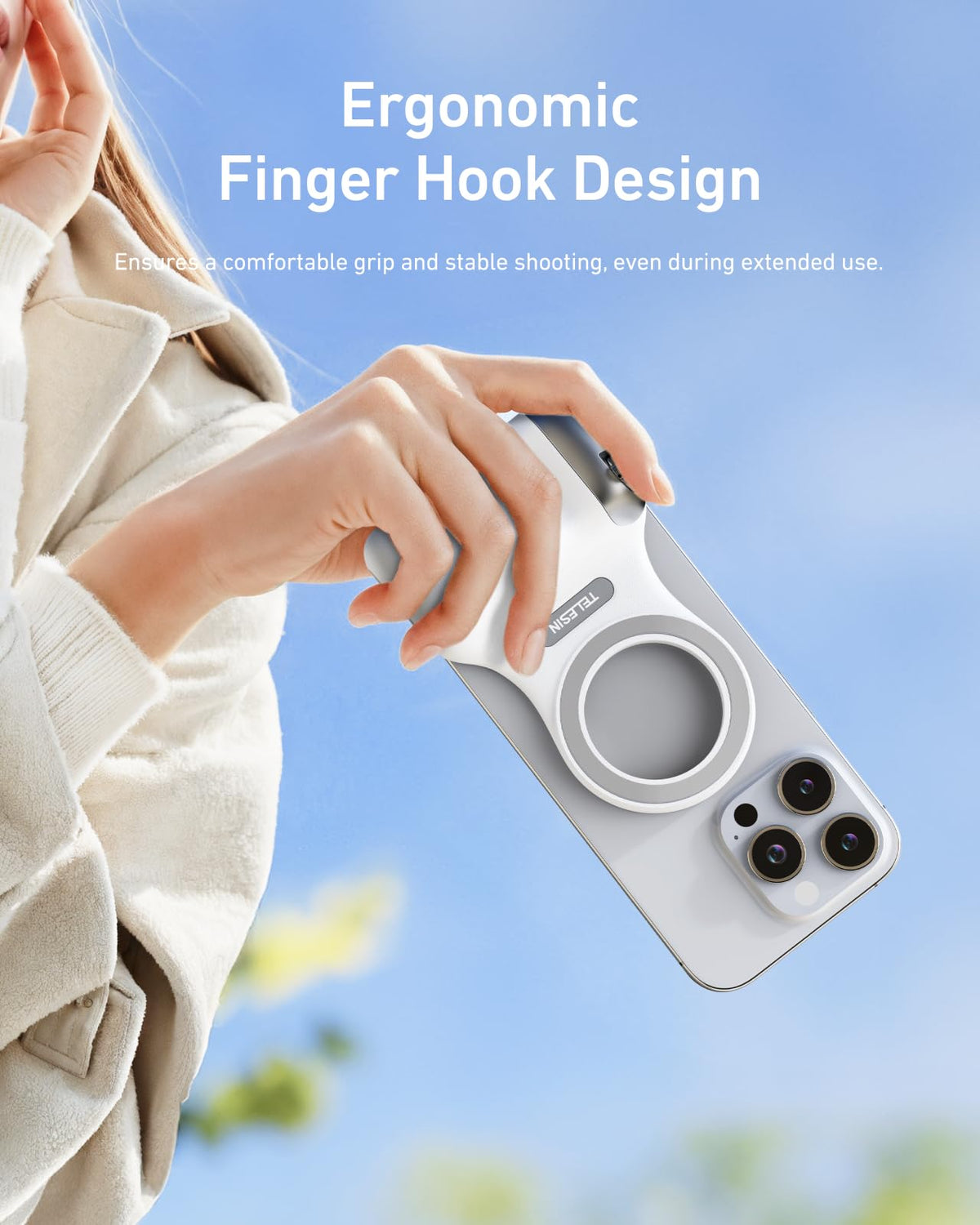 TELESIN Magnetic Phone Camera Grip with C03 Magnetic Selfie Light Kit