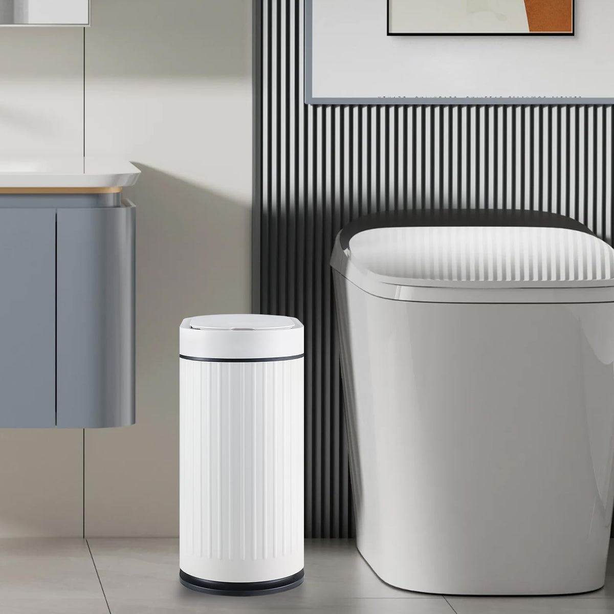 SYNCVIBE Bathroom Sensor Trash Can with Lid, 2 Gallon, Black Gold