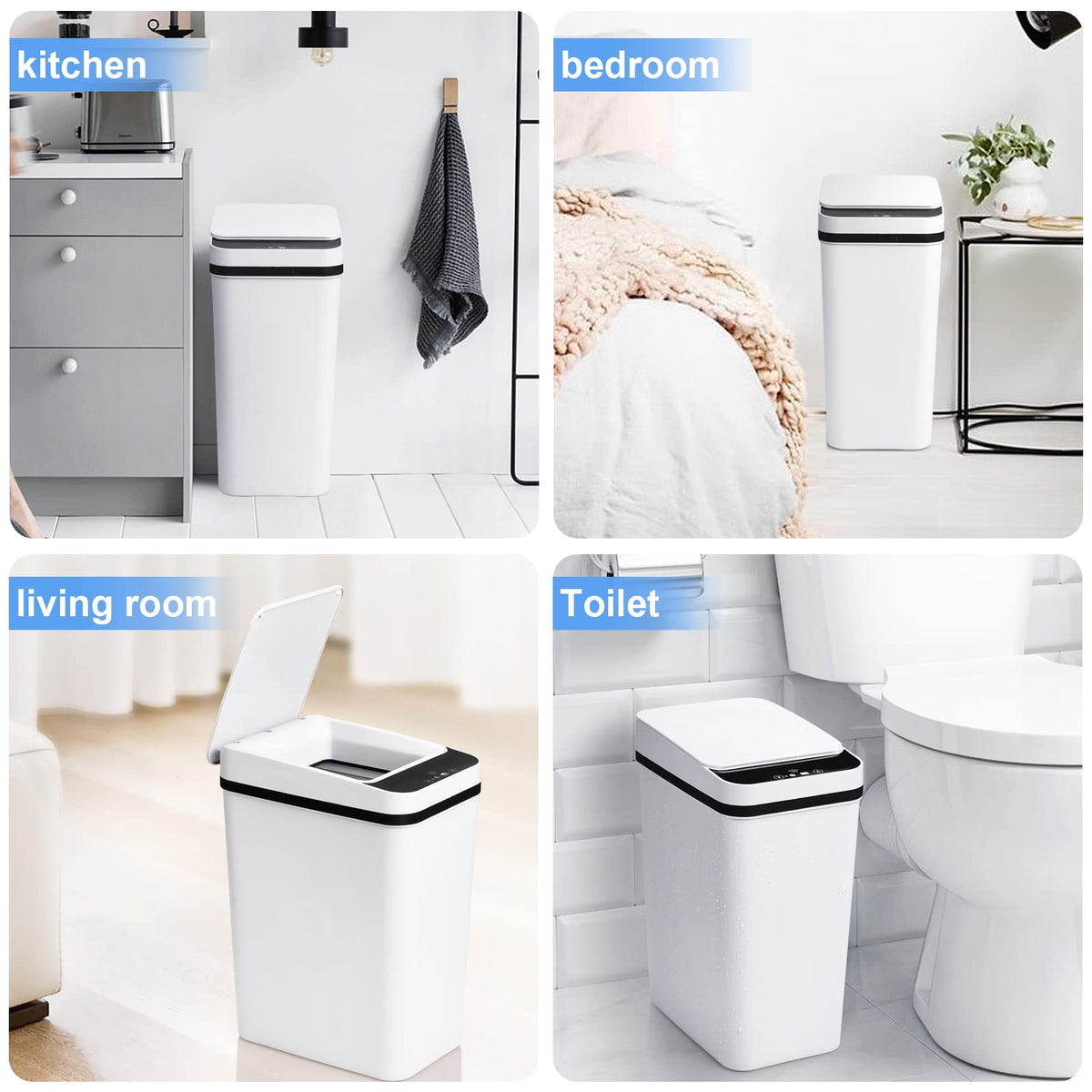 Anborry Bathroom Smart Touchless Trash Can 2.2 Gallon Automatic Motion Sensor Rubbish Can with Lid Electric Narrow Small Garbage Bin for Kitchen, Office, Living Room, Toilet, Bedroom, RV